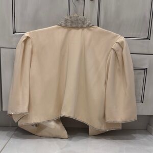 Elegant Cream Jacket with Embellished Collar